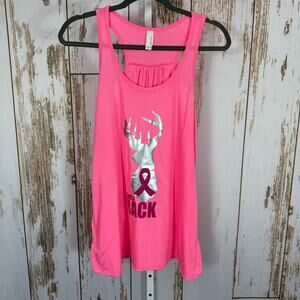 Bella Canvas, Pink Tank Top with Silver Graphic, Save the Tatas. Size XL.
